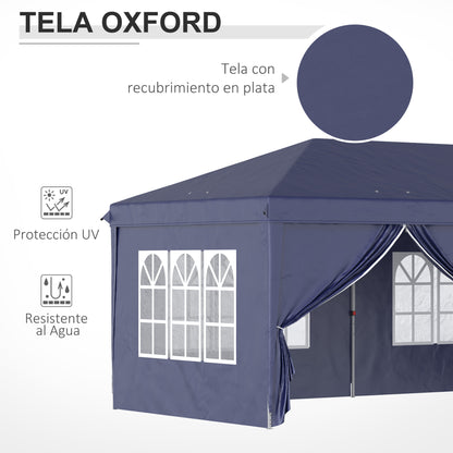 Outsunny Carpa Plegable 6x3x2,7 M Con 4 Paneles 4 Ventanas Azul_5