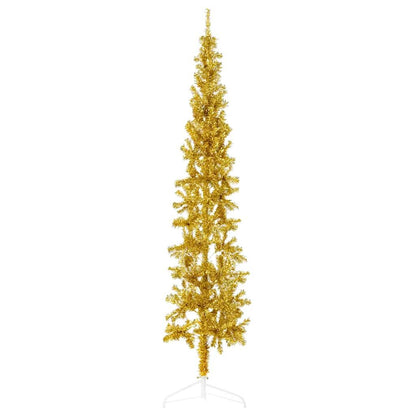 Vidaxl Medio Árbol De Navidad Artificial Con Soporte Dorado 210 Cm_0
