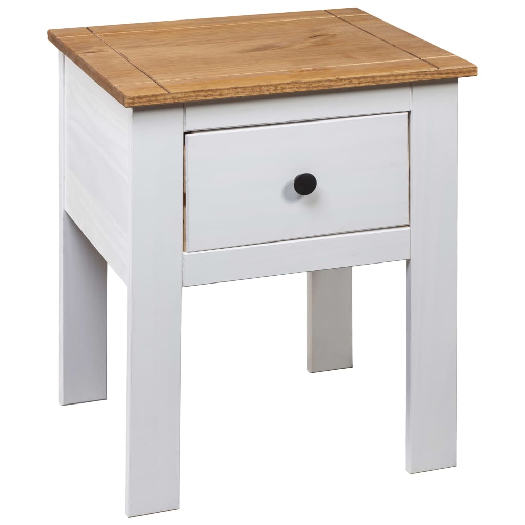 Mesita De Noche Madera Maciza Pino Panamá Blanco 46x40x57 Cm_2