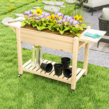 Outsunny Huerto Urbano Con Ruedas Repisas Plegables 145x52x86 Cm Natural_3