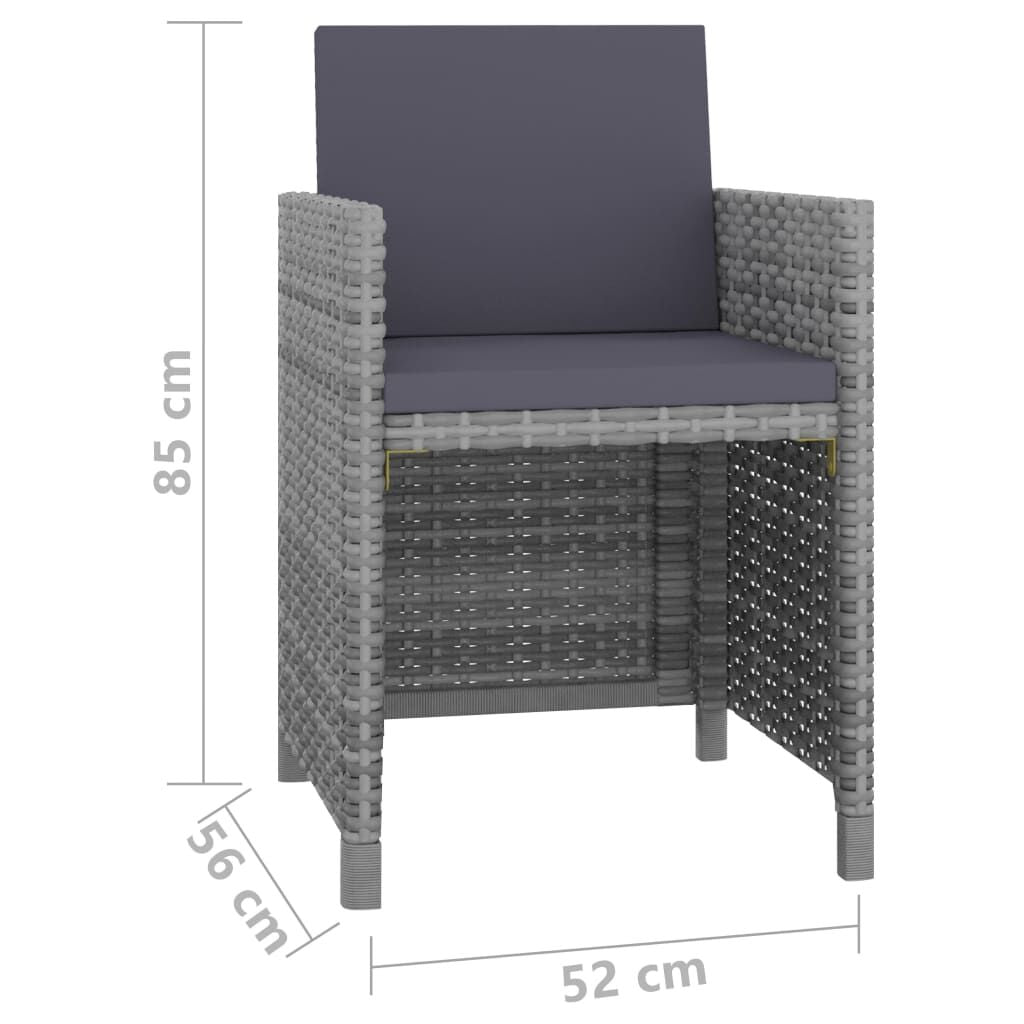 Vidaxl Set Comedor De Jardín 13 Piezas Y Cojines Ratán Sintético Gris_2