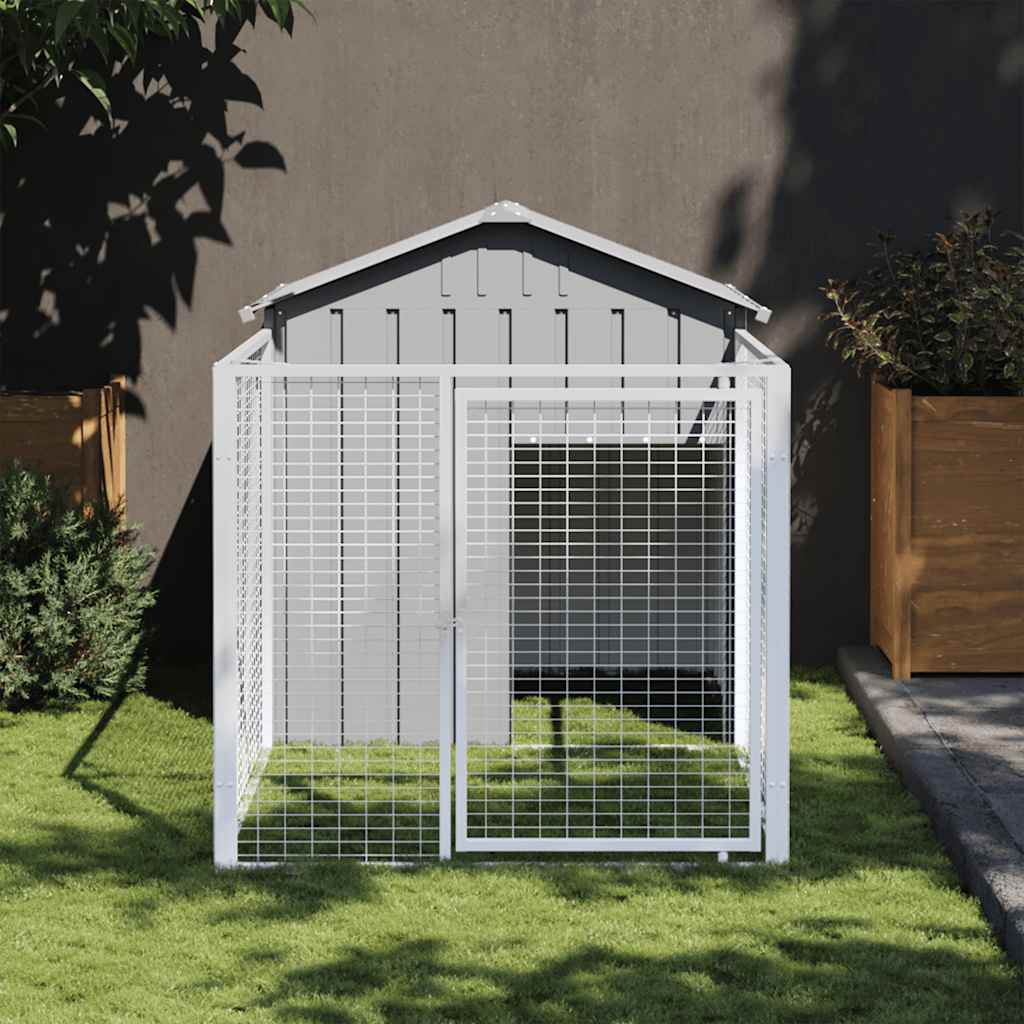 Caseta Perros Corral Acero Galvanizado Gris Claro 117x201x123cm_1