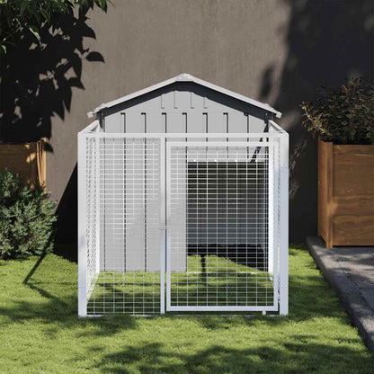 Caseta Perros Corral Acero Galvanizado Gris Claro 117x201x123cm_1