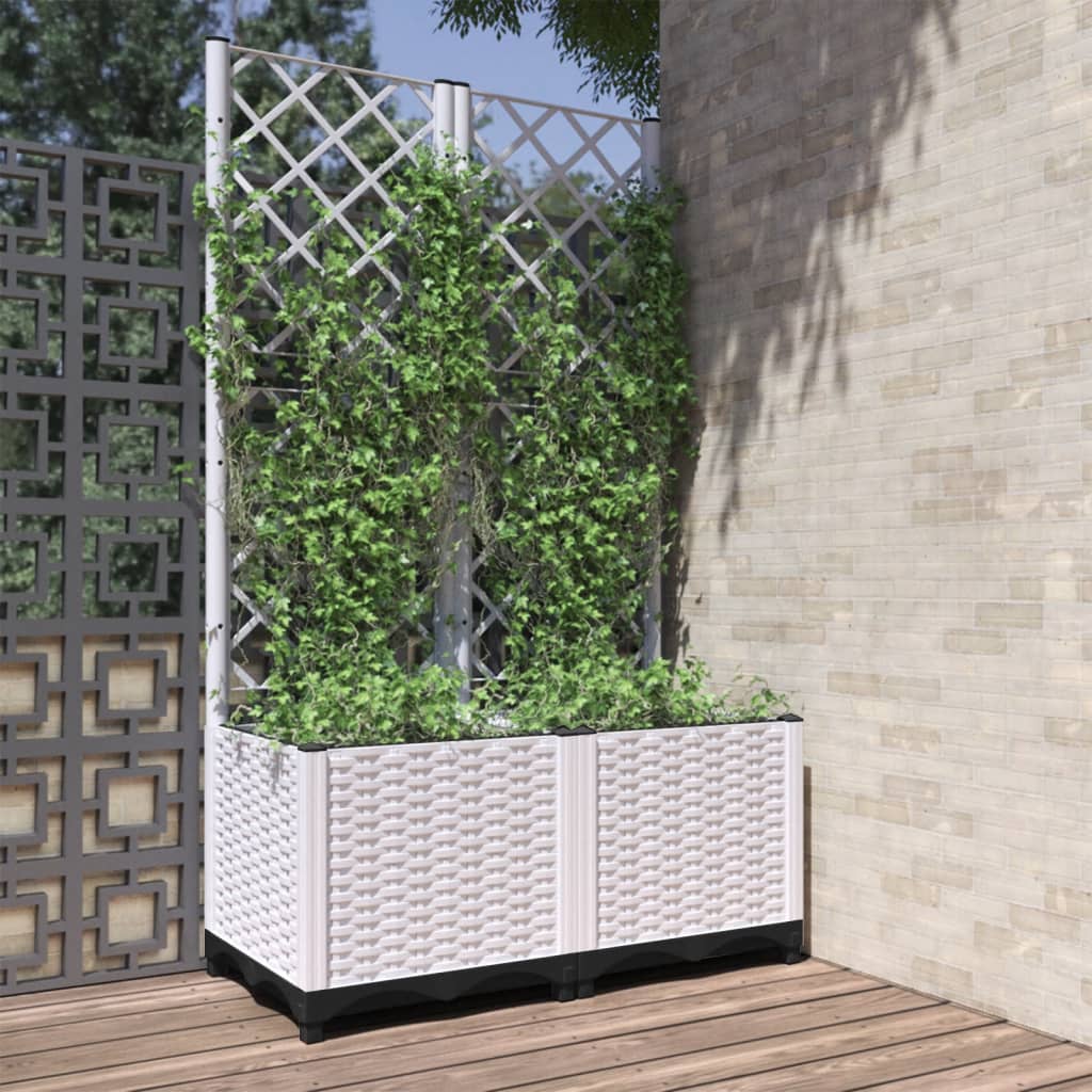 Jardinera Con Enrejado Pp Blanco 80x40x136 Cm_1