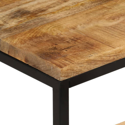 Mesas Apilables 3 Piezas Madera De Mango Rugosa Maciza Y Hierro_3