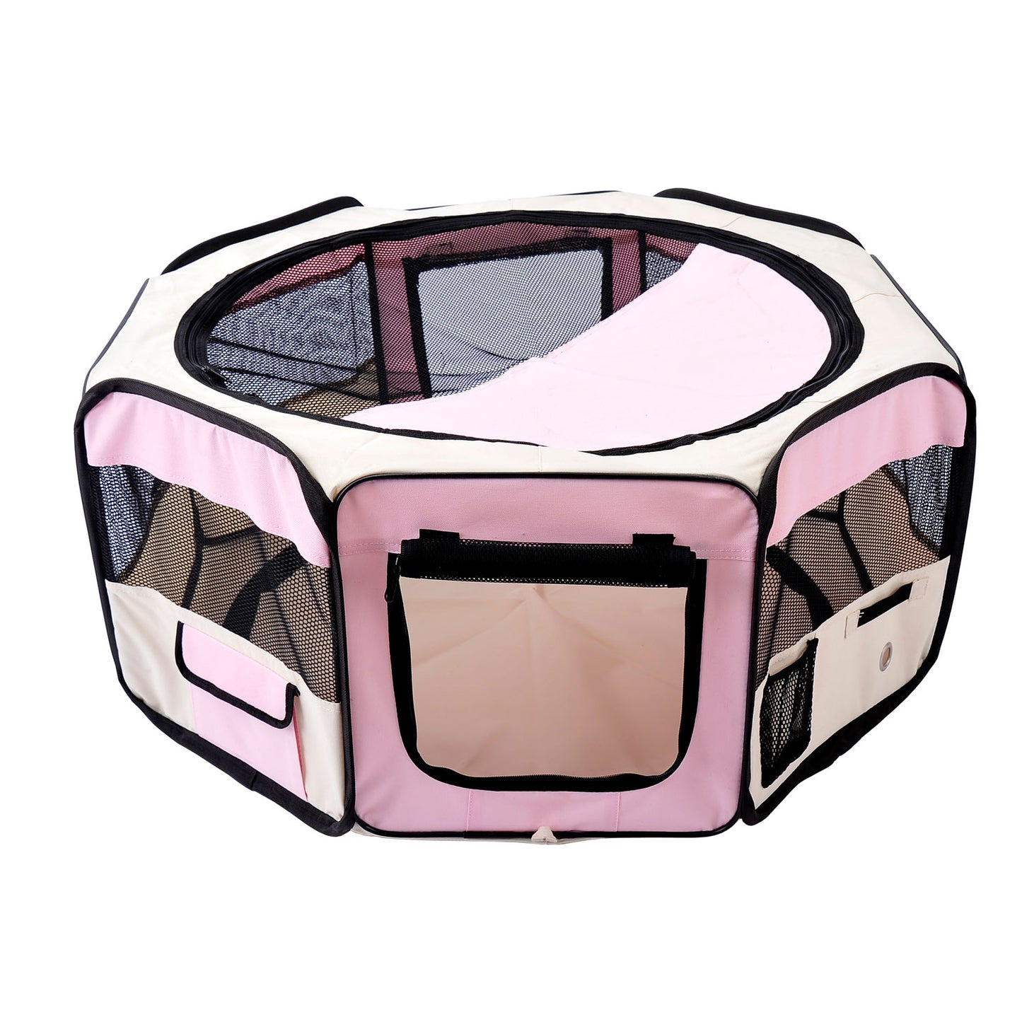 Pawhut Parque Para Mascotas Plegable 90x90x41cm Impermeable De Tela Oxford Rosa_0