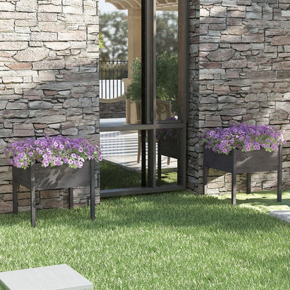 Jardineras 2 Uds Madera Maciza De Pino Gris 70x70x70 Cm_1
