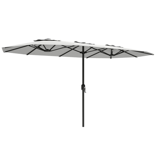 Outsunny Sombrilla Doble 4,6x2,6 M Con Protección Uv50+ Y Manivela Blanco_0