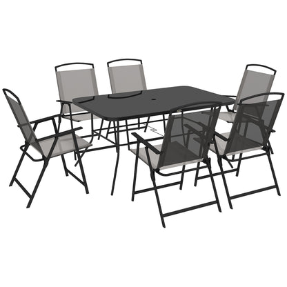Outsunny Conjunto De Comedor De Exterior Con 1 Mesa Y 6 Sillas Plegables Gris_0