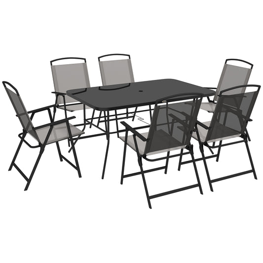 Outsunny Conjunto De Comedor De Exterior Con 1 Mesa Y 6 Sillas Plegables Gris_0