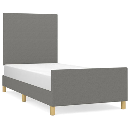 Estructura De Cama Con Cabecero De Tela Gris Oscuro 90x200 Cm / Vetonek_3