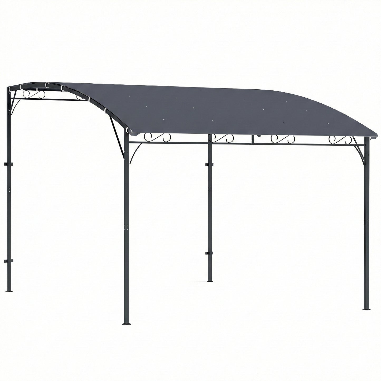 Outsunny Pérgola De Pared 2,8x3,8 M Con Techo Inclinado Estructura Metálica Gris_0