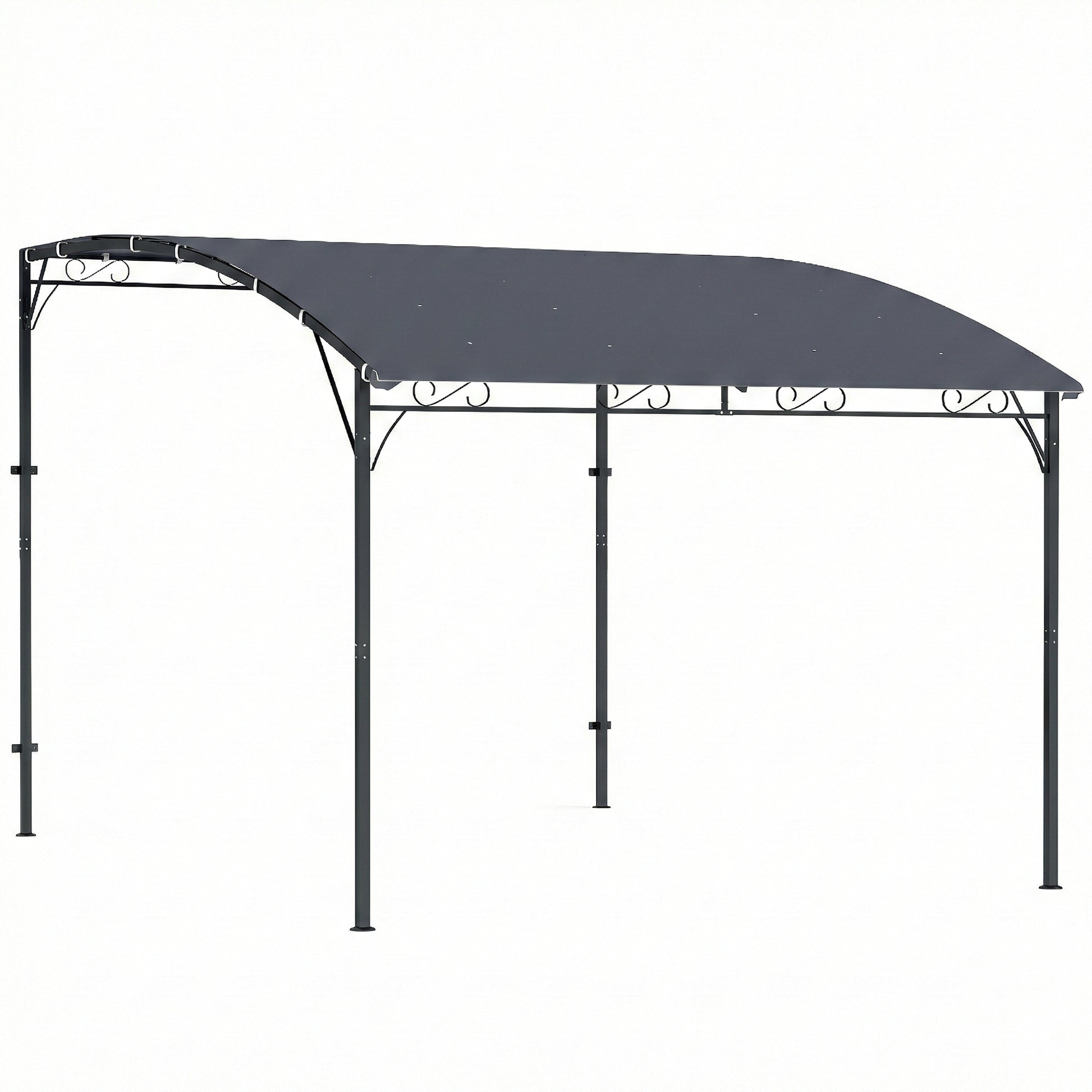 Outsunny Pérgola De Pared 2,8x3,8 M Con Techo Inclinado Estructura Metálica Gris_0