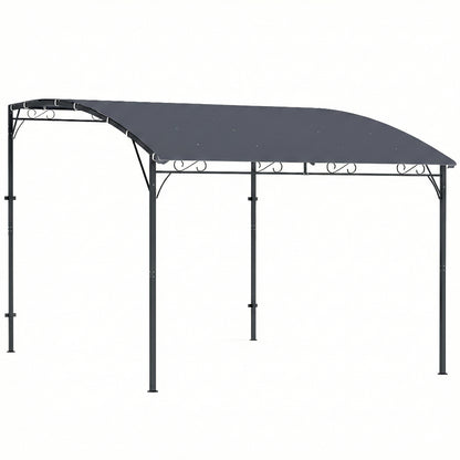 Outsunny Pérgola De Pared 2,8x3,8 M Con Techo Inclinado Estructura Metálica Gris_0
