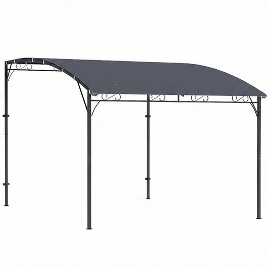 Outsunny Pérgola De Pared 2,8x3,8 M Con Techo Inclinado Estructura Metálica Gris_0