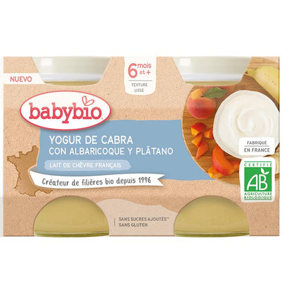 Yogur de Albaricoque y Plátano con Leche de Cabra Ecológica Babybio 2x130gr