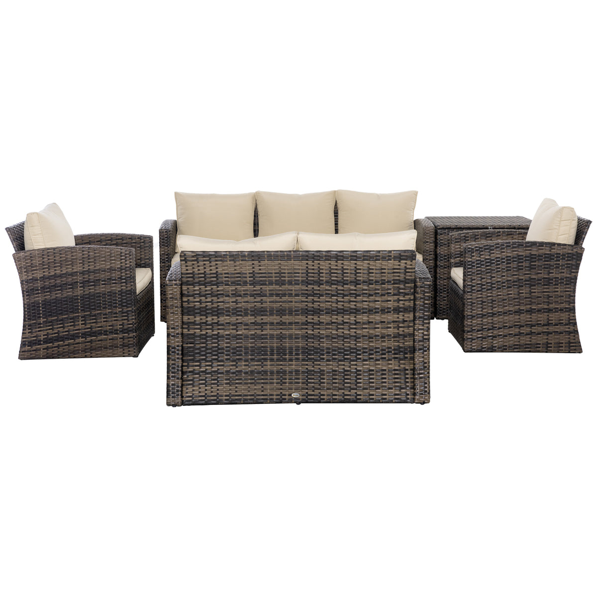 Outsunny Conjunto De Jardín Exterior De Ratán Sintético De 6 Piezas Caqui_3