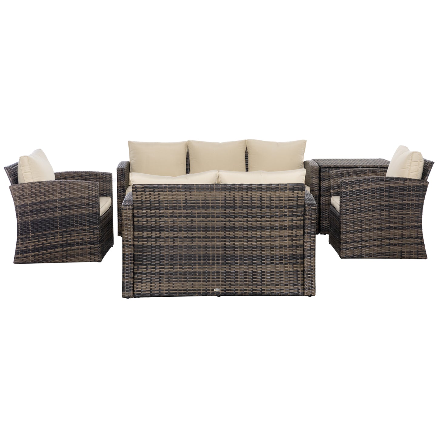 Outsunny Conjunto De Jardín Exterior De Ratán Sintético De 6 Piezas Caqui_3