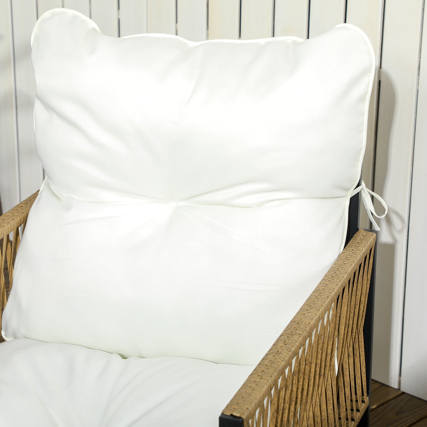 Outsunny Conjunto De Jardín Exterior De Ratán Sintético De 4 Piezas Crema_3