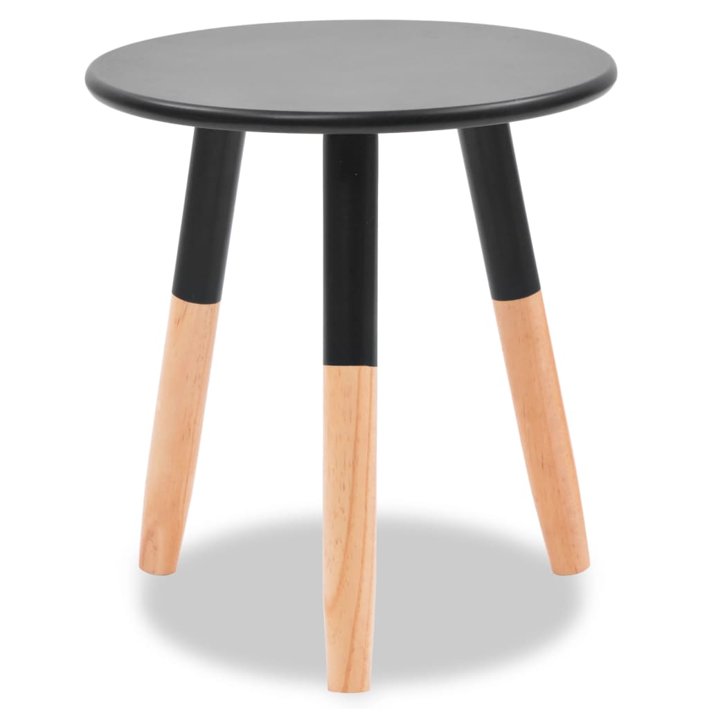 Set De Mesas Auxiliares 2 Unidades Madera Maciza De Pino Negro_3