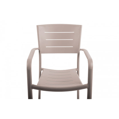 Lote De 4 Sillas Apilables De Jardín Inari Aluminio Topo Nuez Moscada - Muebles De Jardín -56x58xh85cm_2