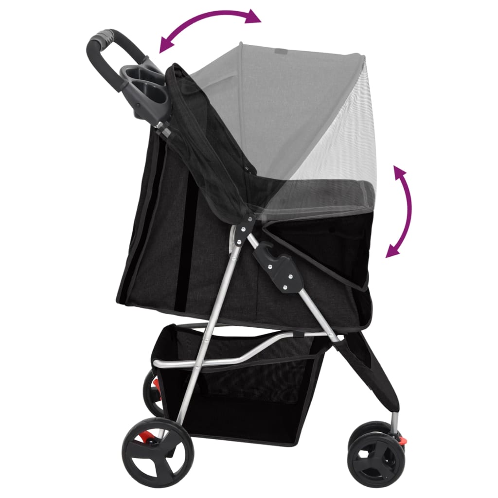 Vidaxl Cochecito Para Perros Plegable Tela Oxford Negro 80x46x98 Cm_5
