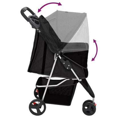 Vidaxl Cochecito Para Perros Plegable Tela Oxford Negro 80x46x98 Cm_5