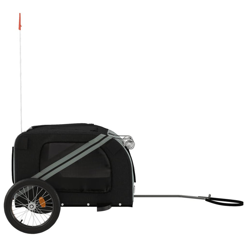 Vidaxl Remolque Bicicleta Para Mascotas Hierro Tela Oxford Negro Gris_5
