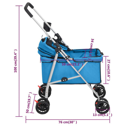 Vidaxl Cochecito Para Perros Plegable Tela Oxford Azul 76x50x100 Cm_2