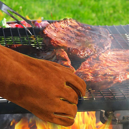 Well Home Guantes De Barbacoa De Cuero Xl Para Tus Parrillas Color Marrón_3