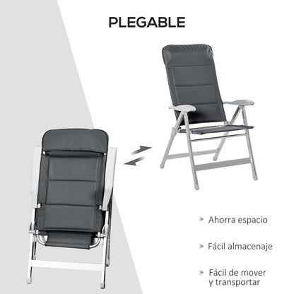 Outsunny Silla De Jardín Plegable Aluminio Con Respaldo Ajustable En 8 Posiciones_4