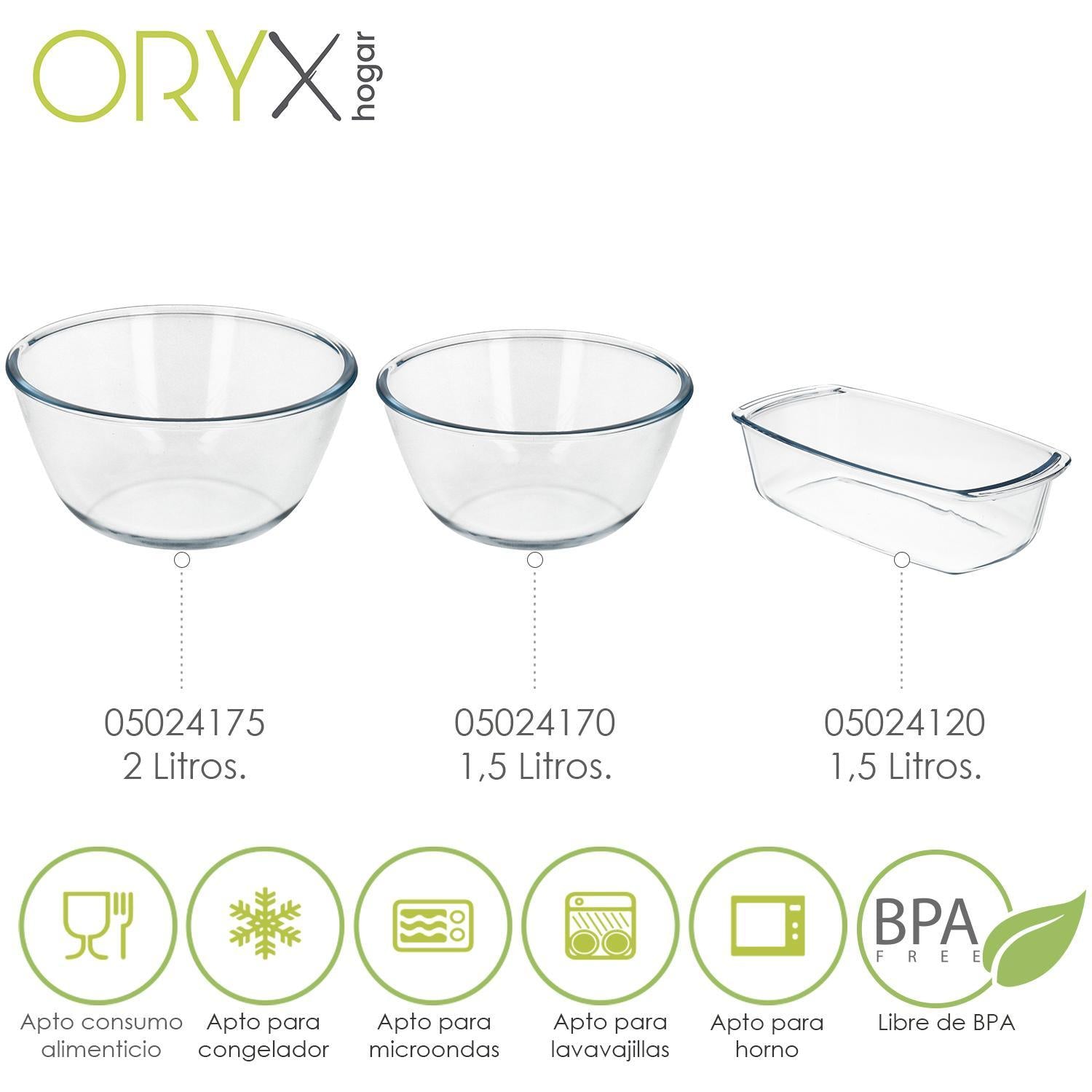 Fuente Cristal Para Horno, 1.5 Litros, Molde Especial Reposteria, 27x14x7 Cm._3