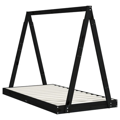 Estructura De Cama Para Niños Madera De Pino Negro 80x160 Cm / Vetonek_5