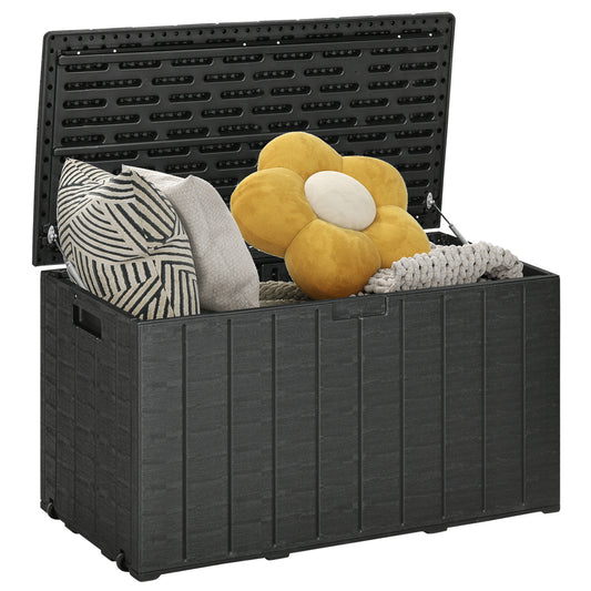 Outsunny Baúl De Almacenamiento Exterior 366l Con Ruedas 122,4x62x64,5 Cm_0