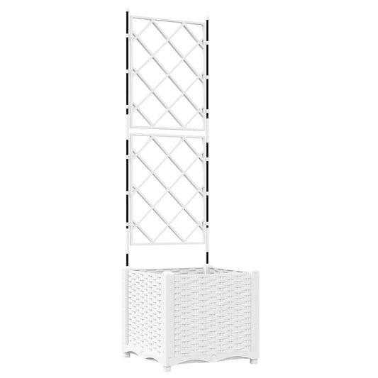 Vidaxl Maceta De Jardín Con Enrejado Blanco 40 X 40 X 143 Cm Pp_0