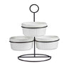 Set 3 Bols Redondos Blancos Con Estante  Colección Vessia