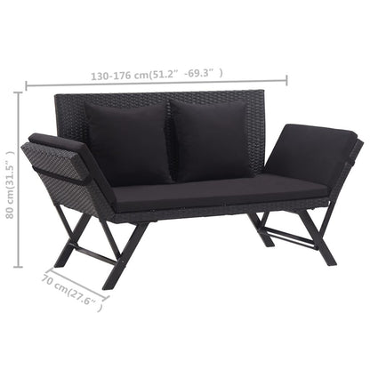 Vidaxl Banco De Jardín Con Cojines Ratán Sintético Negro 176 Cm_2