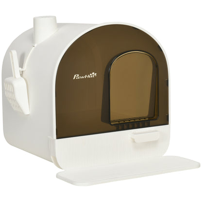 Pawhut Arenero Para Gatos Con Bandeja Extraíble Pala Alfombra 43x44x47cm Blanco_0