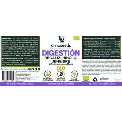 Complejo Digestión Bio, Regaliz, Hinojo, Jengibre | 60 Cápsulas_1