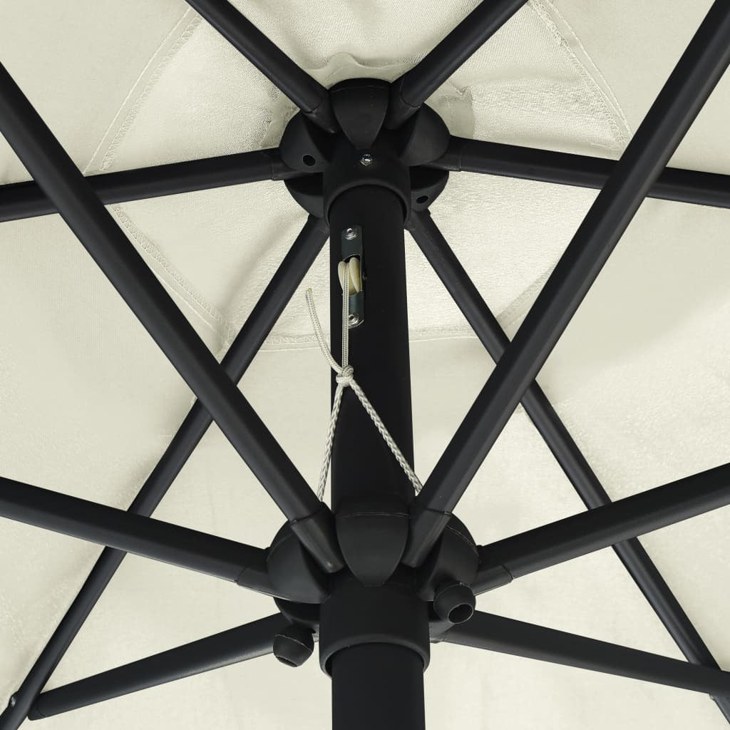 Vidaxl Sombrilla De Jardín Luces Led Palo Aluminio Blanco Arena 270 Cm_4