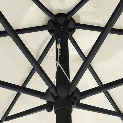 Vidaxl Sombrilla De Jardín Luces Led Palo Aluminio Blanco Arena 270 Cm_4