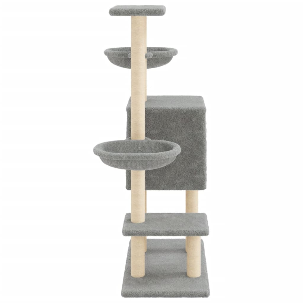 Vidaxl Rascador Para Gatos Con Postes De Sisal Gris Claro 117 Cm_4
