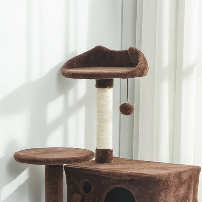 Pawhut Árbol Rascador Para Gatos 140 Cm Con Múltiples Plataformas Marrón_3