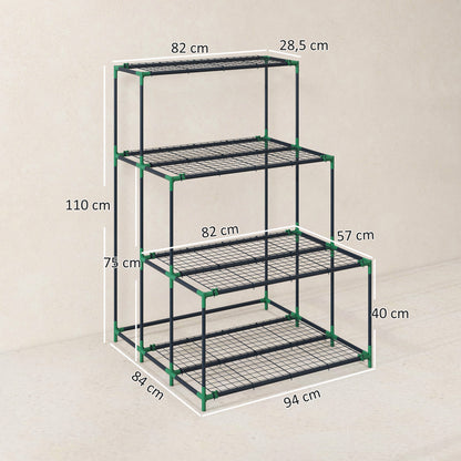 Outsunny Soporte Para Plantas De 4 Niveles De Acero 94x84x110 Cm Verde Oscuro_2
