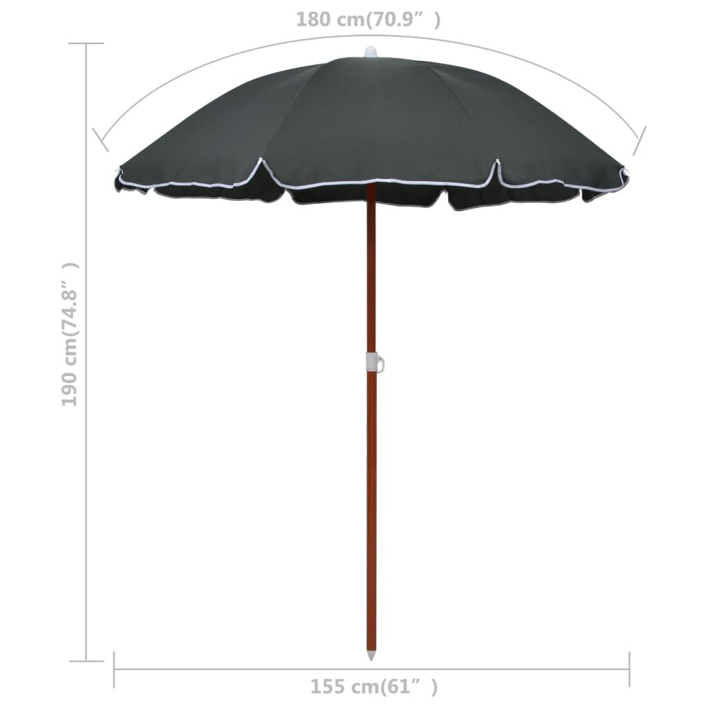 Vidaxl Sombrilla Con Palo De Acero Gris Antracita 180 Cm_4