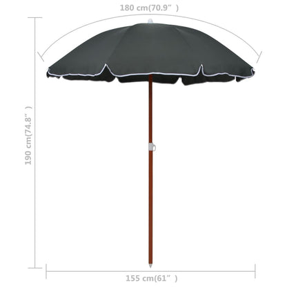 Vidaxl Sombrilla Con Palo De Acero Gris Antracita 180 Cm_2