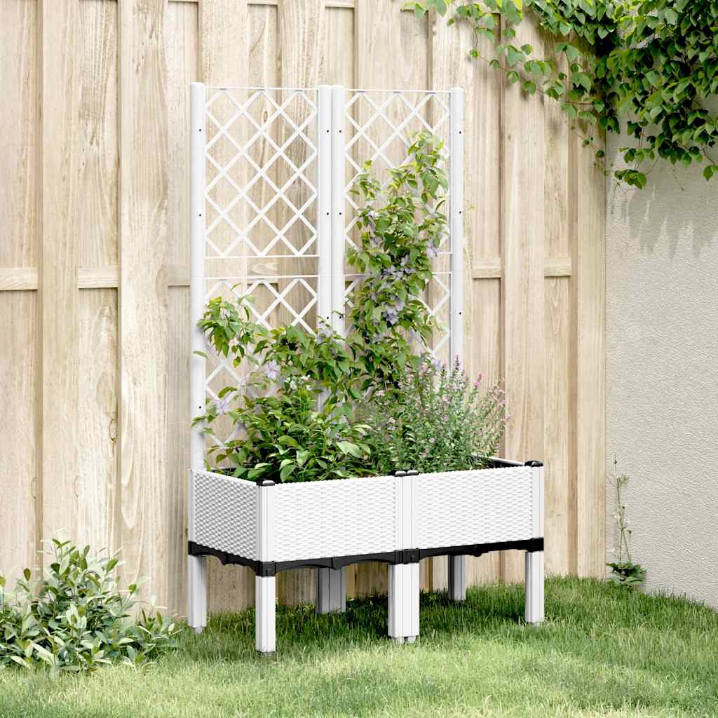 Jardinera Con Enrejado Pp Blanco 80x40x142 Cm_1