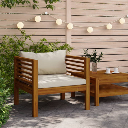 Vidaxl Silla De Jardín Y Cojines Blanco Crema Madera Maciza De Acacia_1