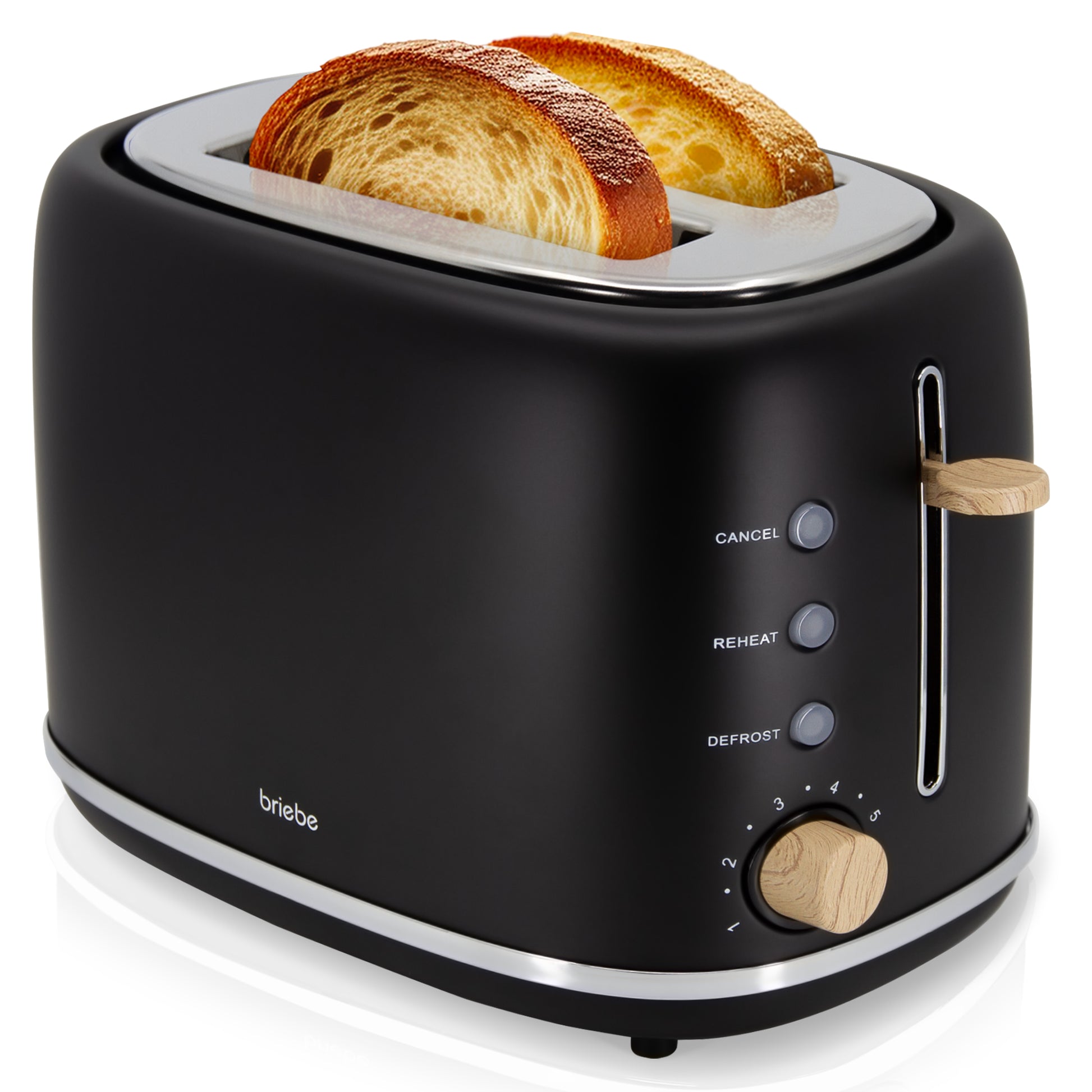 Briebe Nordic Tostadora Pan Ranura Ancha, Tostador 2 Rebanadas, 6 Niveles Tostado, Calientapanecillos, Ta1166blk, Negro_0