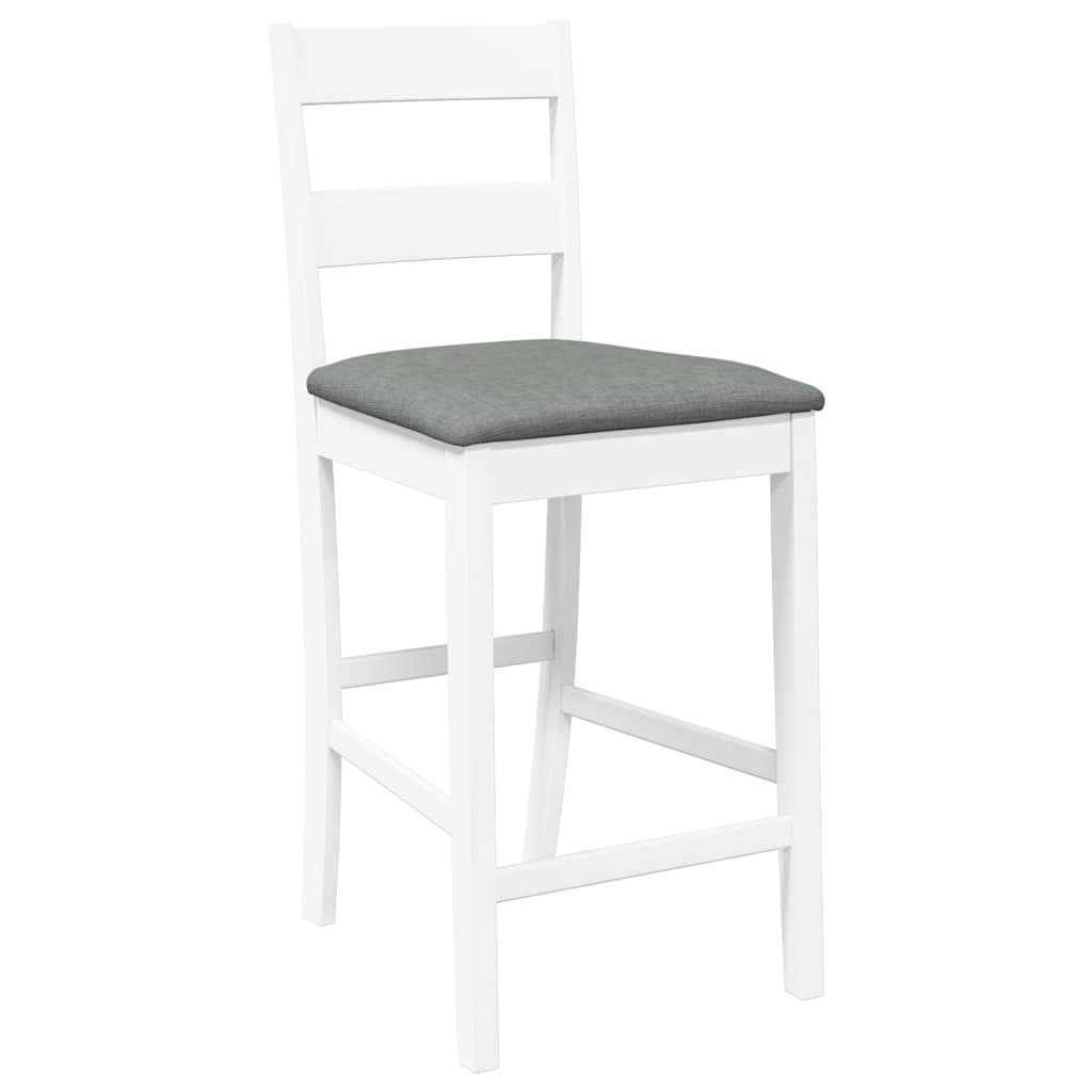 Taburetes De Bar Con Cojines 2 Uds Madera Maciza Blanca Caucho_2